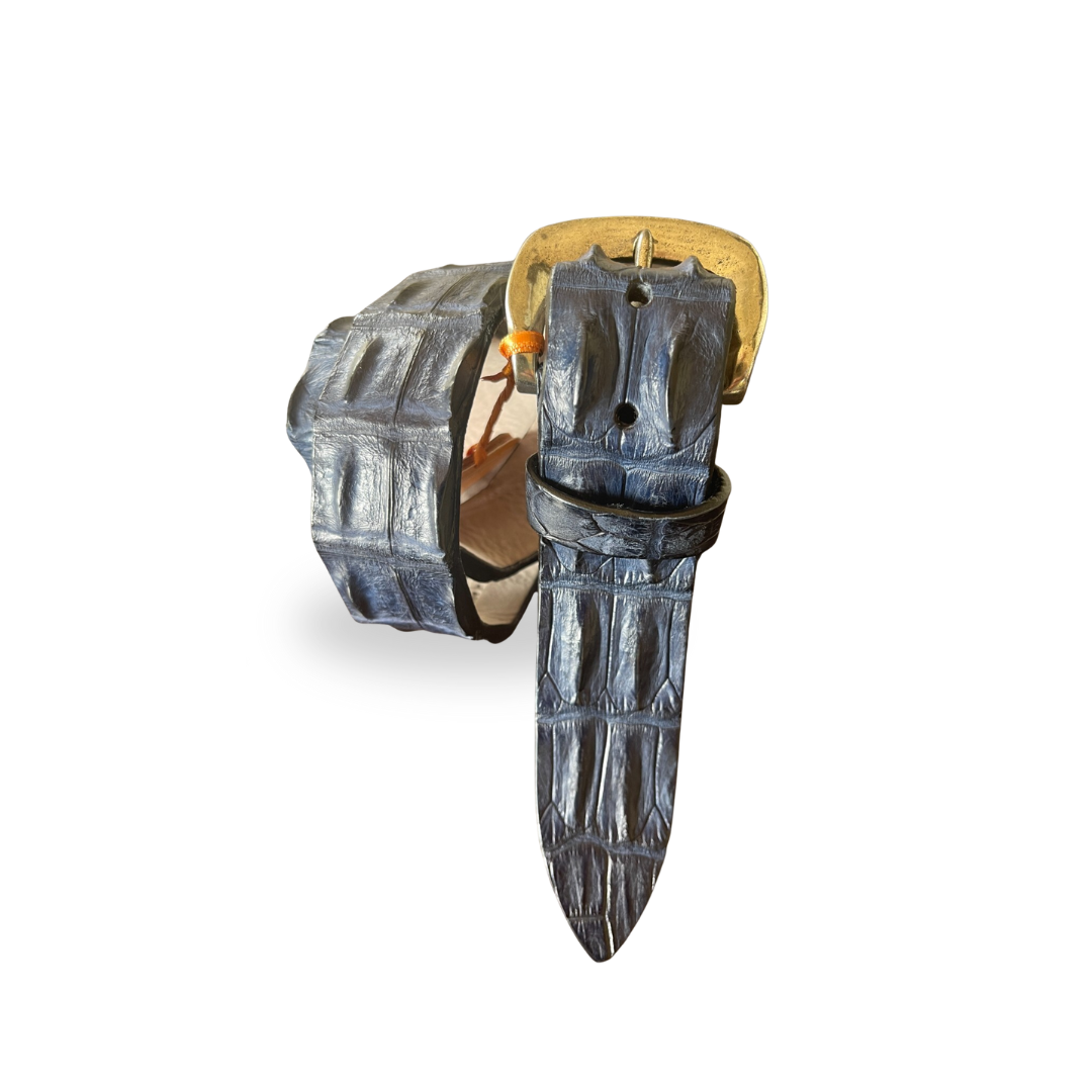 Krokodilleder Gürtel 3,5 cm breit 90 cm handgefertigt