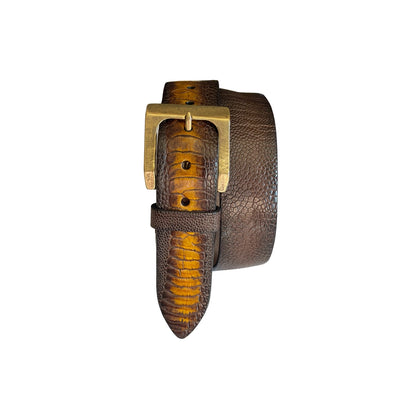 Straußenleder Gürtel 4 cm breit 90 cm Unisex Handgemacht Italien