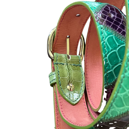 Alligatorleder Gürtel Patch 3 cm breit handgefertigt in Italien