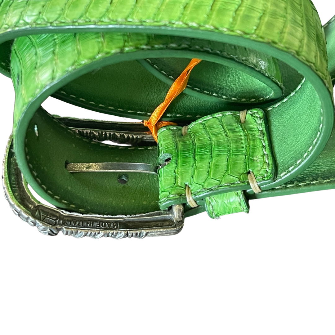 Gürtel Unisex Kobraleder Grün 3,5 cm breit 90 cm