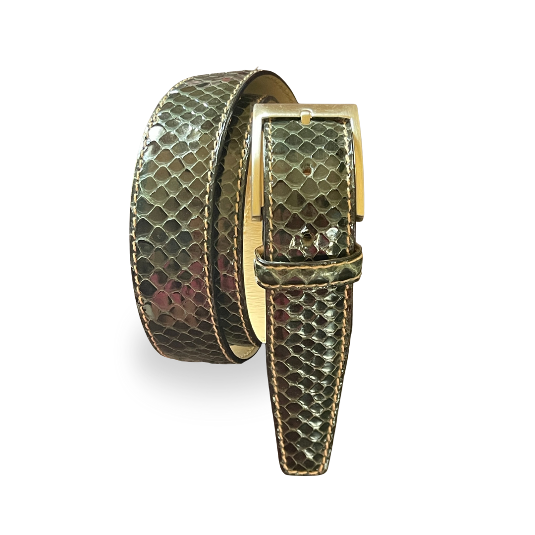Pythonleder Gürtel 3,5 cm breit Handgefertigt in Italien