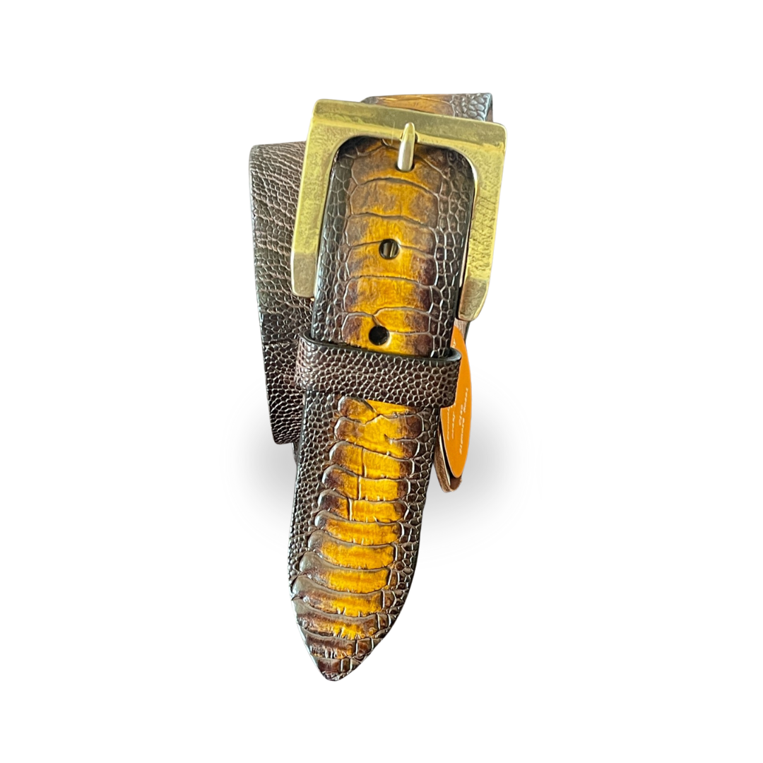 Straußenleder Gürtel 4 cm breit 90 cm Unisex Handgemacht Italien