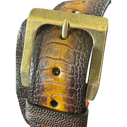 Straußenleder Gürtel 4 cm breit 90 cm Unisex Handgemacht Italien