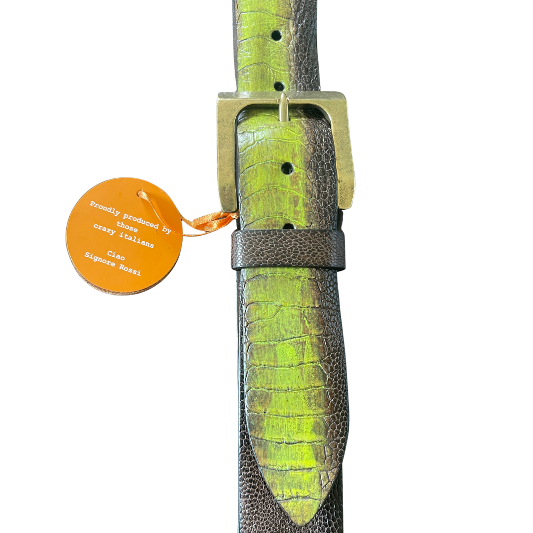 Straußenleder Gürtel 4 cm breit 95 cm Handarbeit Italien