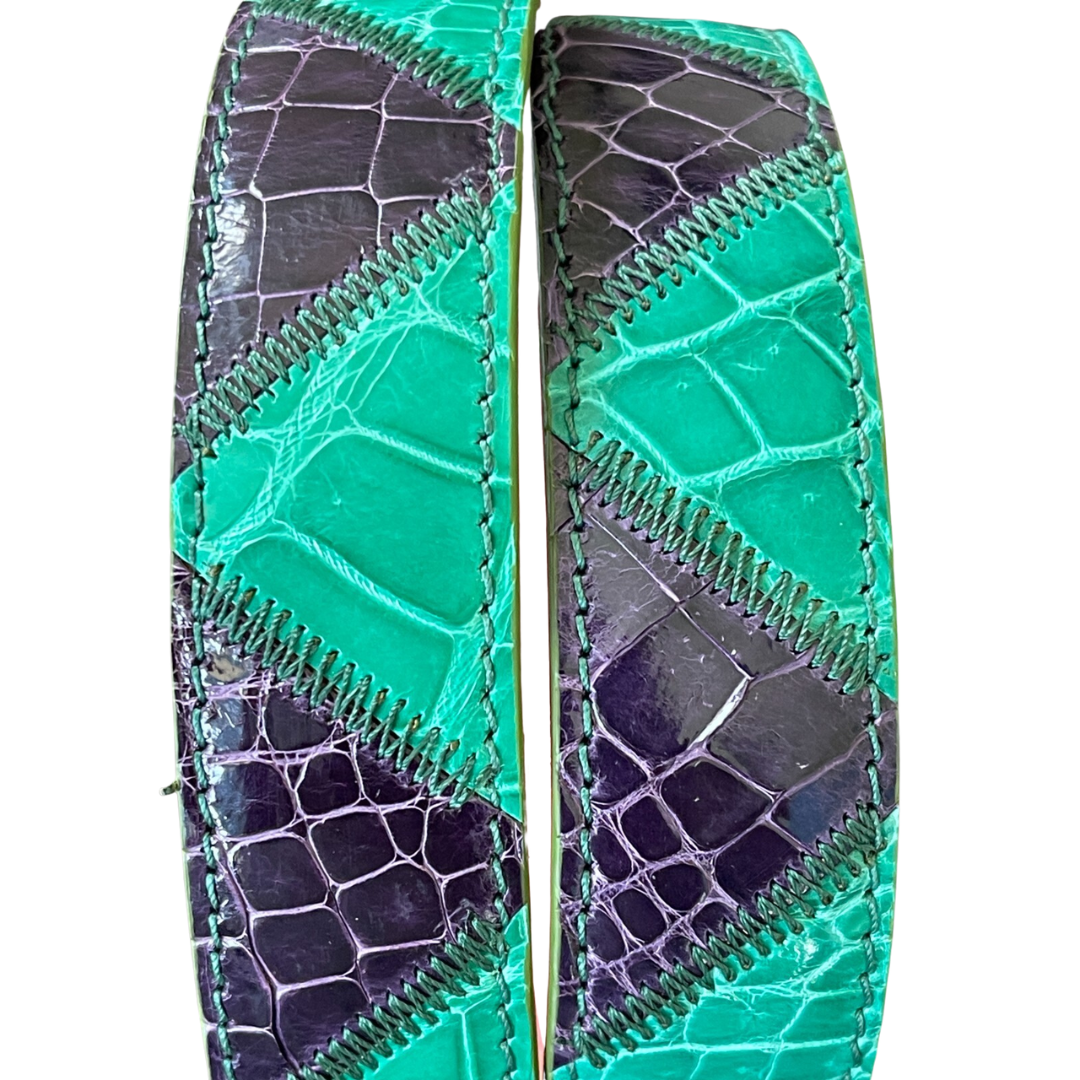 Alligatorleder Gürtel Patch 3 cm breit handgefertigt in Italien