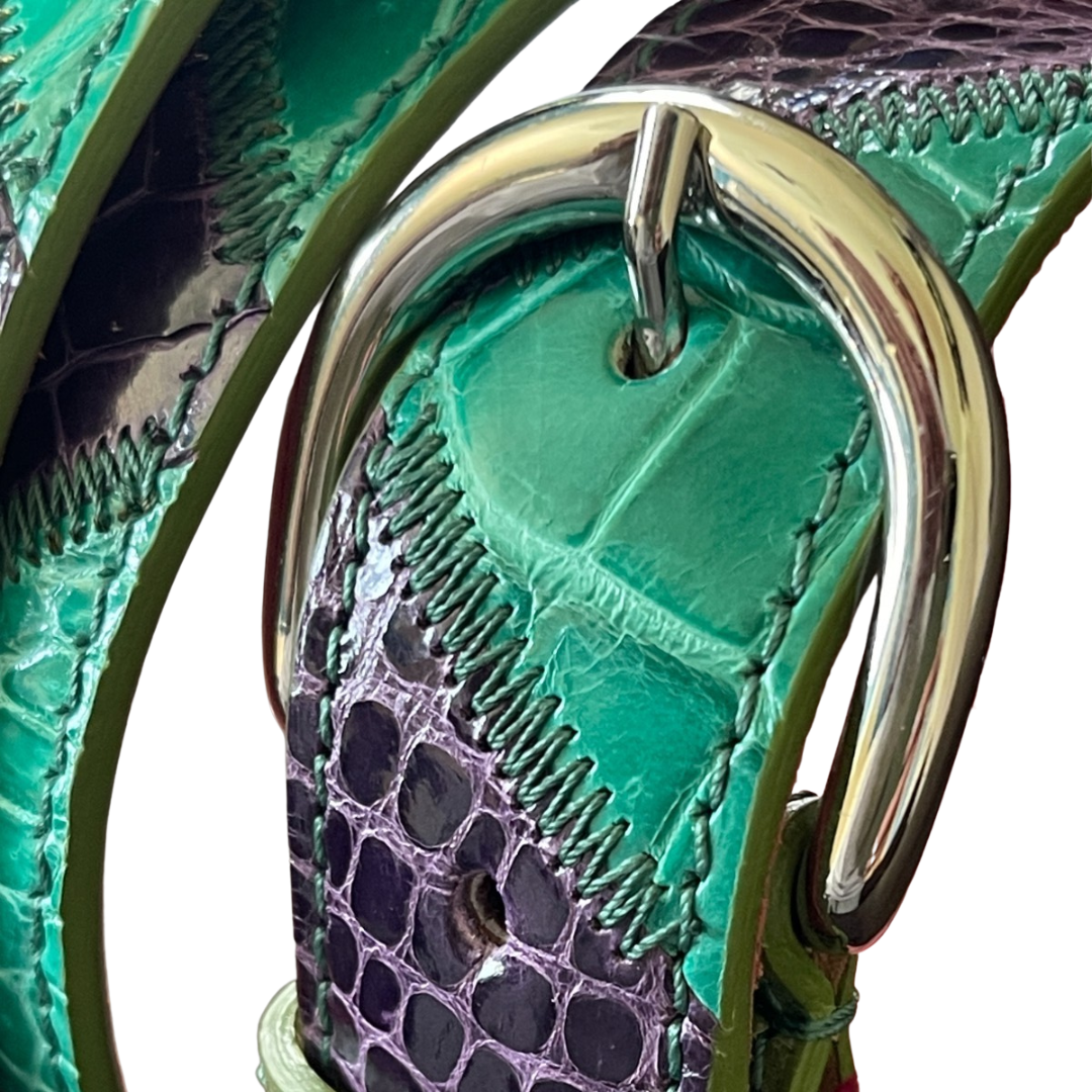 Alligatorleder Gürtel Patch 3 cm breit handgefertigt in Italien