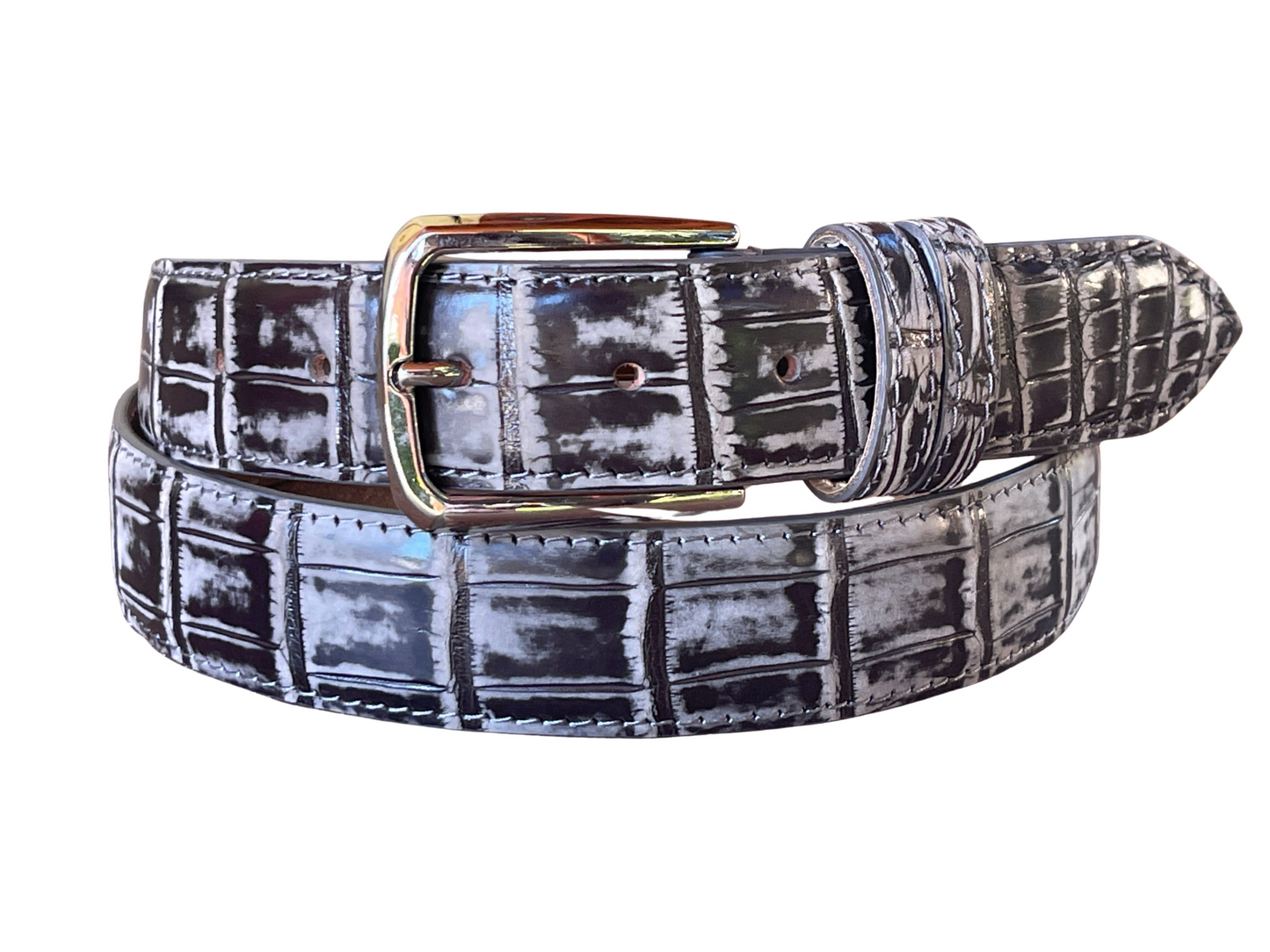 Alligatorleder Gürtel 3,5 cm breit handarbeit Unisex